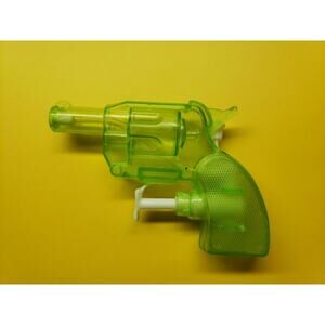 Vintage Neon Green Colored Plastic Water Squirt Gun toy Revolver NOS 238